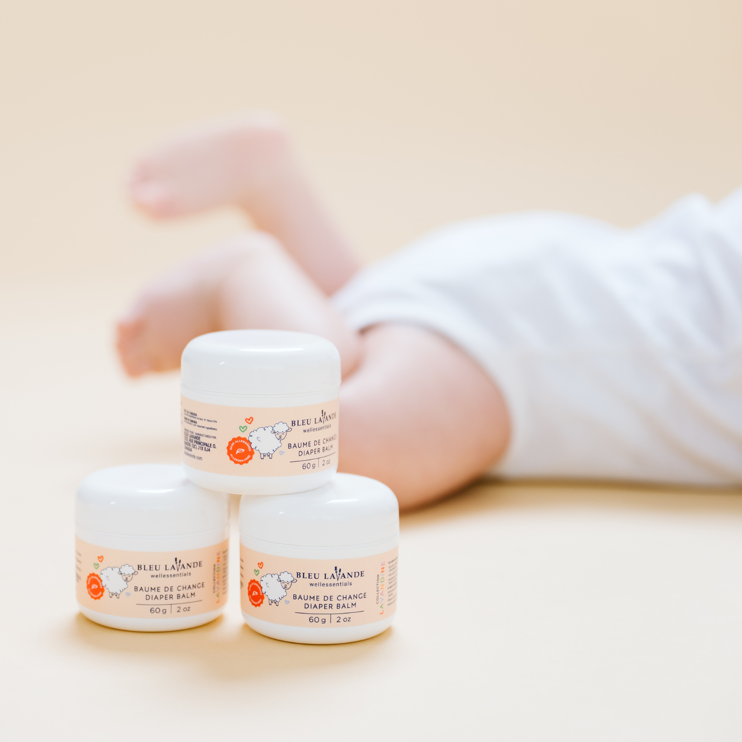 Baume après changement de couche pour bébé fabriqué au Québec