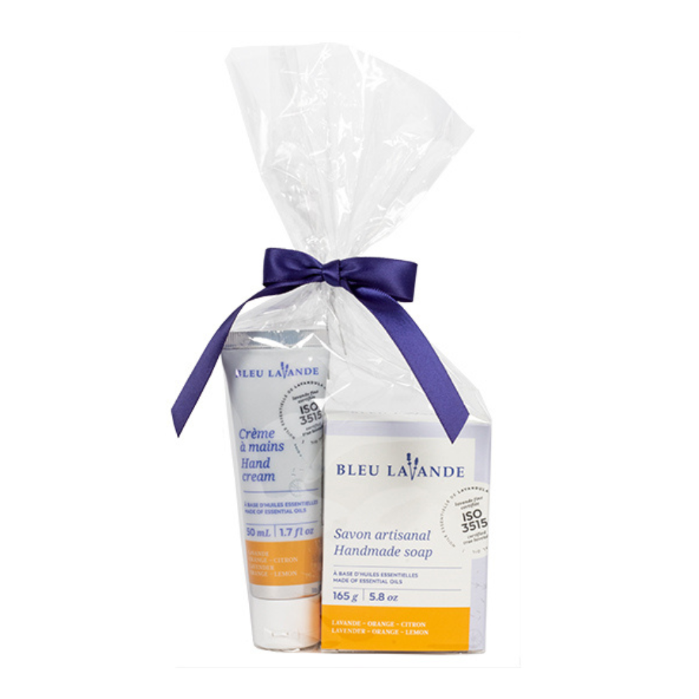 Savon artisanal lavande-orange - 165 g     Crème à mains lavande-orange - 50 ml