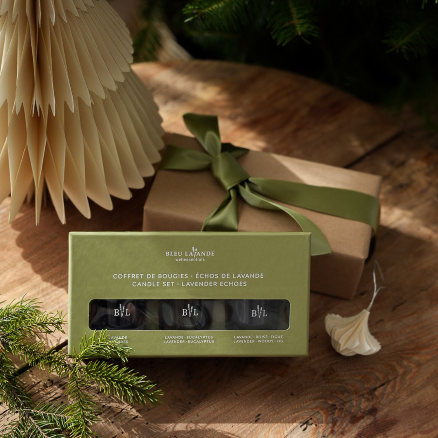 Petit coffret de bougies faites à la main au Québec par Bleu Lavande