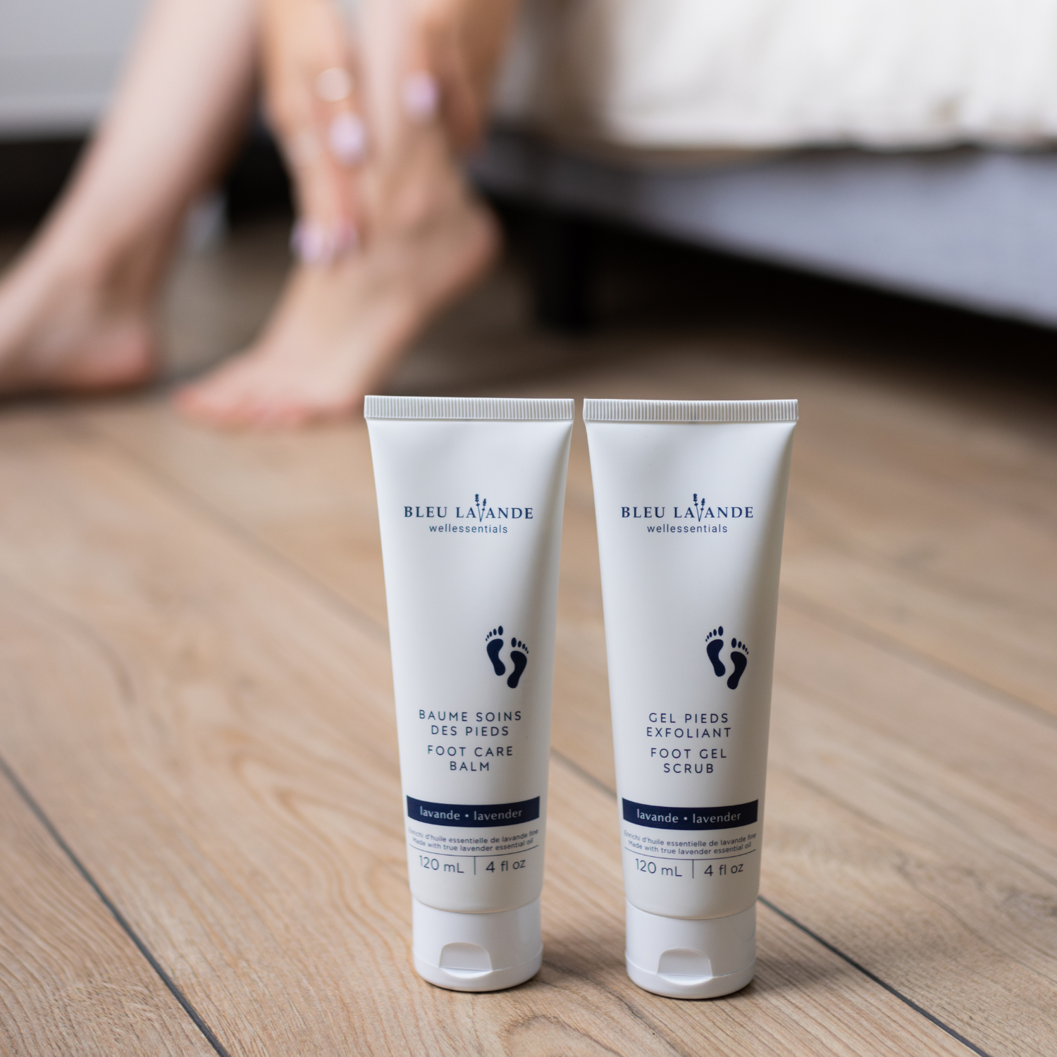 Baume pour les soins des pieds et gel pieds exfoliant à la lavande