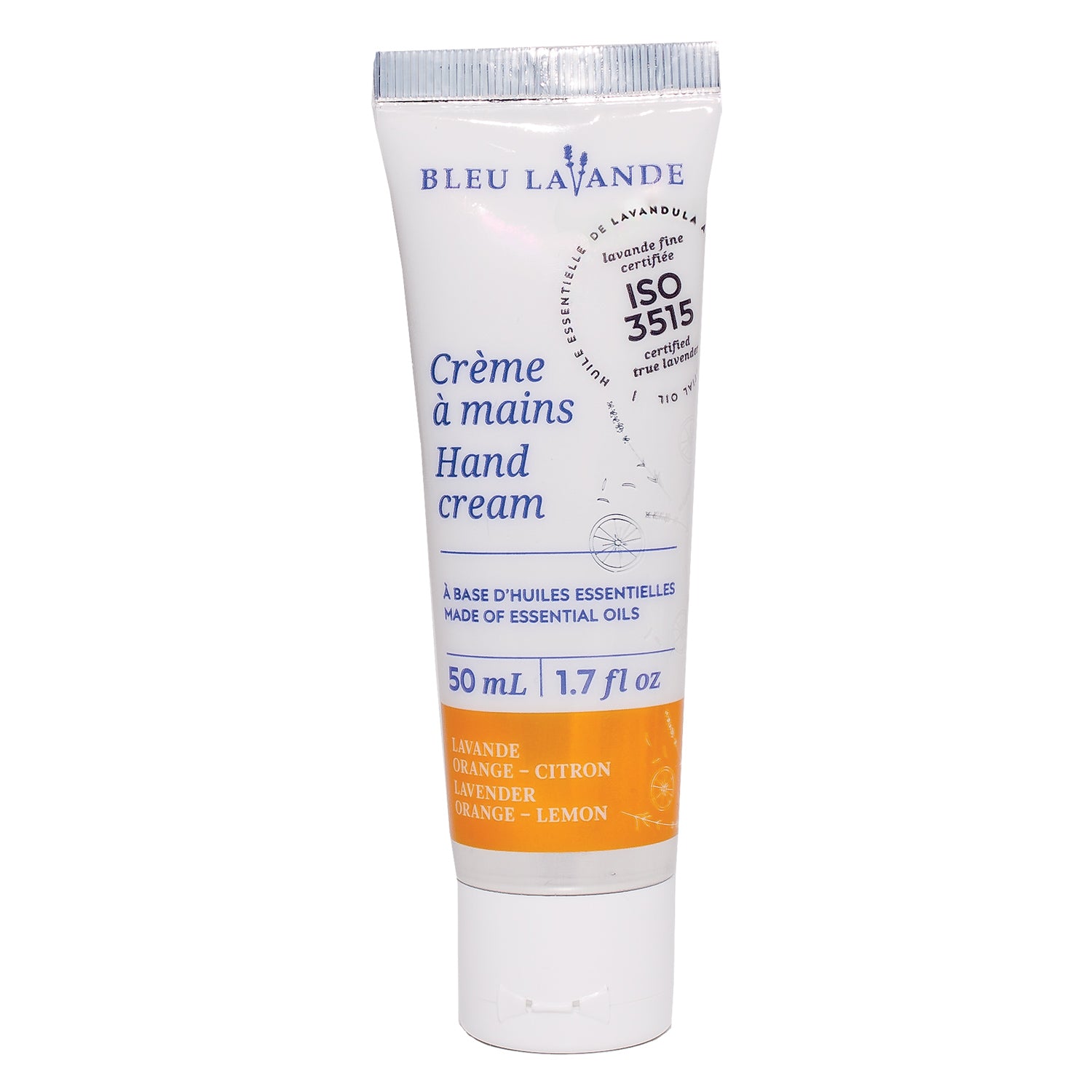 Crème à mains lavande-orange hydratante avec ingrédients d'origine naturelle